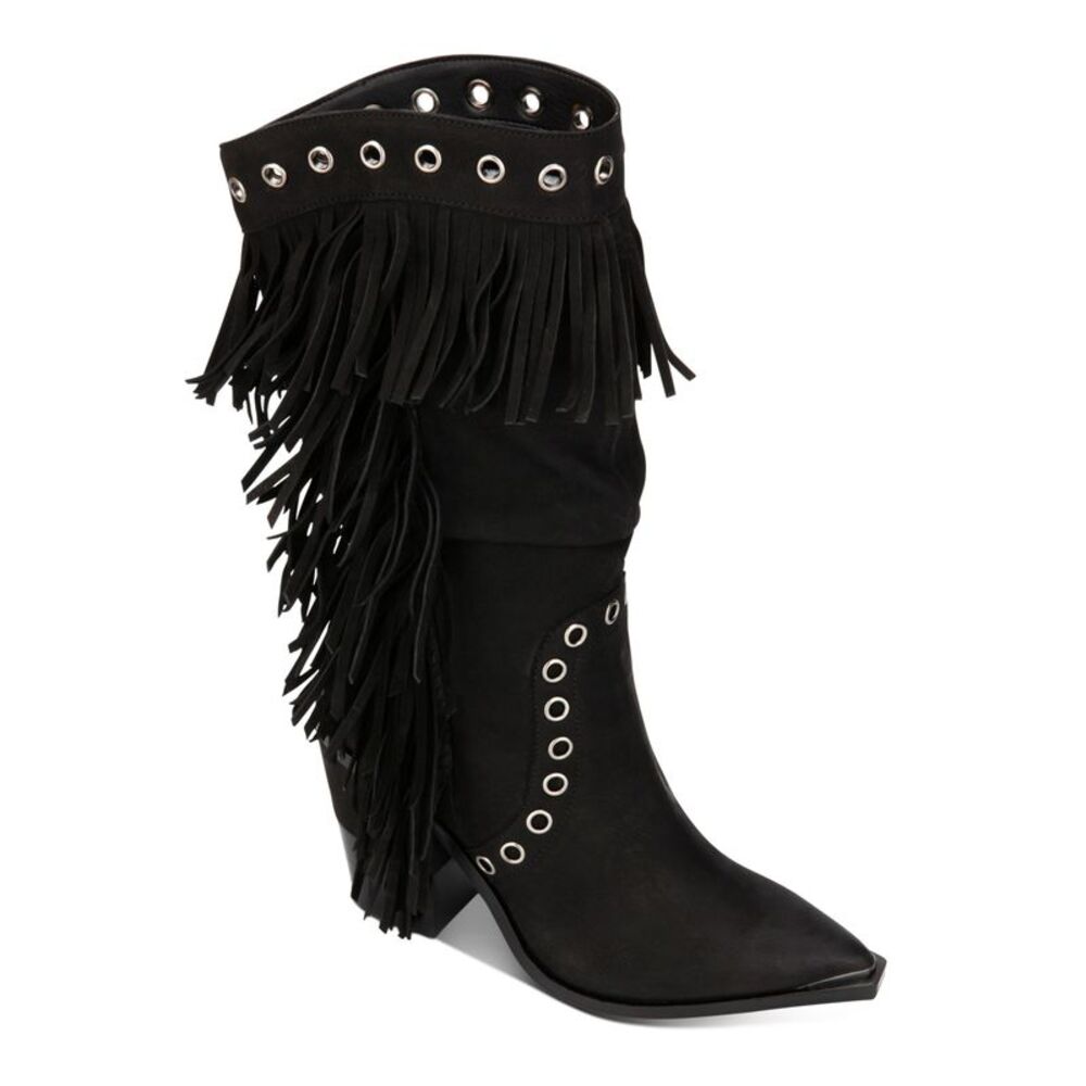 KENNETH COLE NEW YORK Womens Black Slouching West Leather Heeled Boots 6.5 M